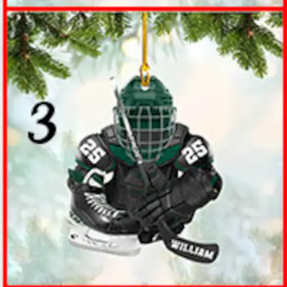 Personalized Hockey Equipment Christmas Ornament, Custom Name Number Hockey Lover Ornament ON0955