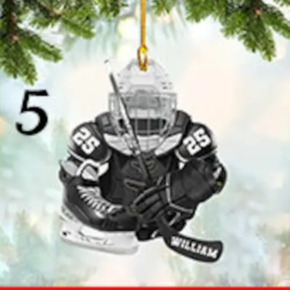 Personalized Hockey Equipment Christmas Ornament, Custom Name Number Hockey Lover Ornament ON0955