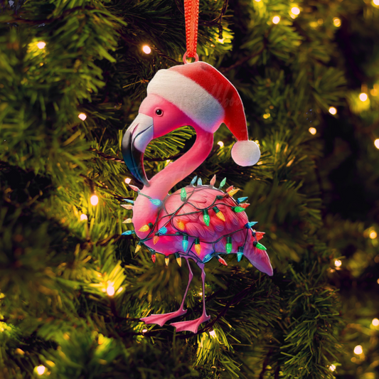 Flamingo Light Christmas Ornament, Bird Lover Flamingo Lover Xmas Ornament ON0958