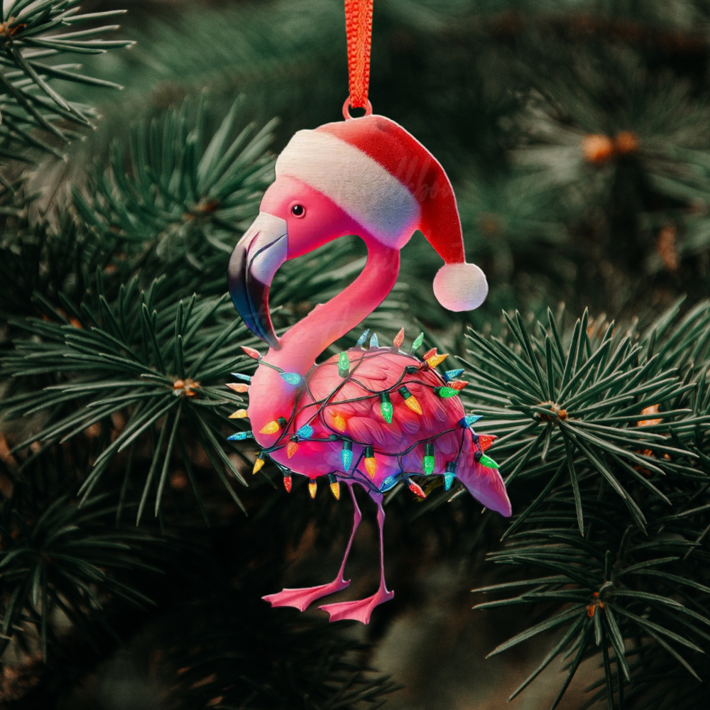 Flamingo Light Christmas Ornament, Bird Lover Flamingo Lover Xmas Ornament ON0958