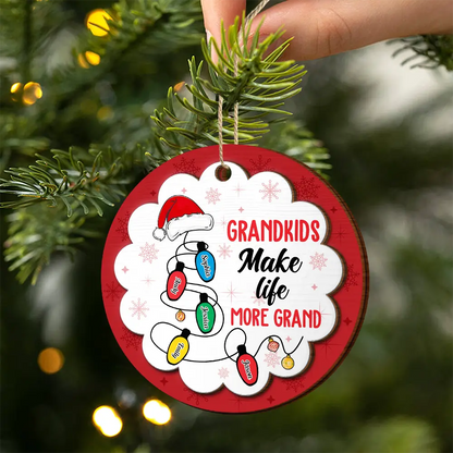 My Grandkids Light Up My Life - Personalized 2-Layered Wooden Ornament, Personalized Grandkids Family Christmas Ornament 2024 ON0261