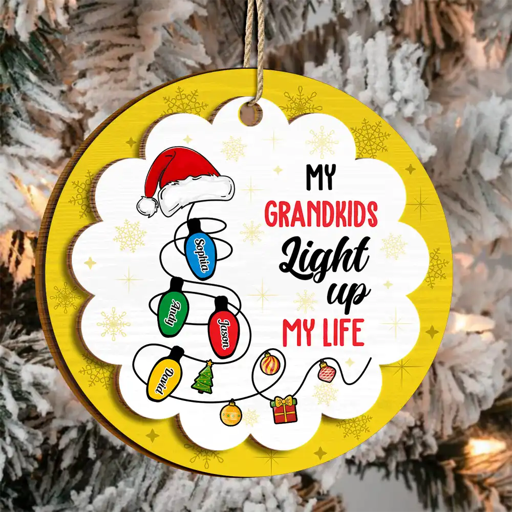 My Grandkids Light Up My Life - Personalized 2-Layered Wooden Ornament, Personalized Grandkids Family Christmas Ornament 2024 ON0261