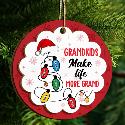 My Grandkids Light Up My Life - Personalized 2-Layered Wooden Ornament, Personalized Grandkids Family Christmas Ornament 2024 ON0261