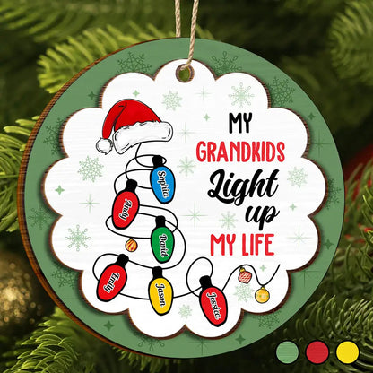 My Grandkids Light Up My Life - Personalized 2-Layered Wooden Ornament, Personalized Grandkids Family Christmas Ornament 2024 ON0261