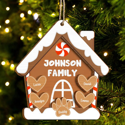 Gingerbread Cookie Family - Personalized 2-Layered Wooden Ornament, Custom Family Christmas Ornament 2024 ON0136