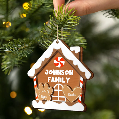 Gingerbread Cookie Family - Personalized 2-Layered Wooden Ornament, Custom Family Christmas Ornament 2024 ON0136