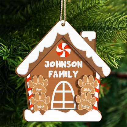 Gingerbread Cookie Family - Personalized 2-Layered Wooden Ornament, Custom Family Christmas Ornament 2024 ON0136