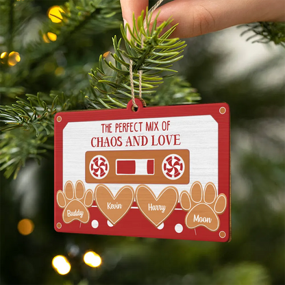 The Perfect Mix Of Chaos And Love - Personalized Custom Shaped Wooden Ornament, Personalized Family Christmas Ornament 2024 ON0324