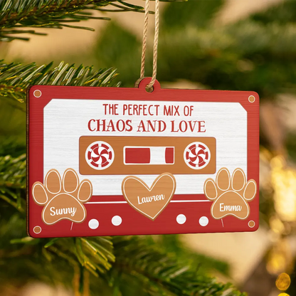 The Perfect Mix Of Chaos And Love - Personalized Custom Shaped Wooden Ornament, Personalized Family Christmas Ornament 2024 ON0324