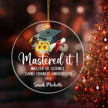 Personalized Mastered It Masters Degree Acrylic Ornament, Custom Name Masters Graduation College Graduate Masters Degree Ornament ON0514