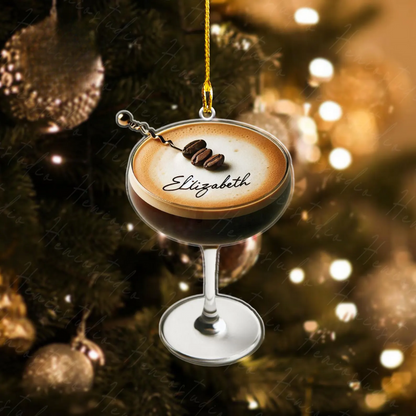 Personalized Espresso Martini  Ornament, Custom Name Martini Drinkers Ornament ON1727