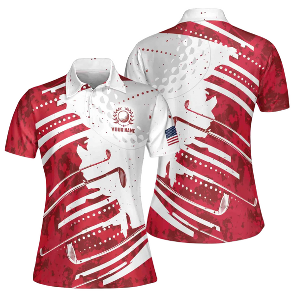 Custom Ladies Red Golf Polo Shirt, Custom Women's Golf Shirts GE0099