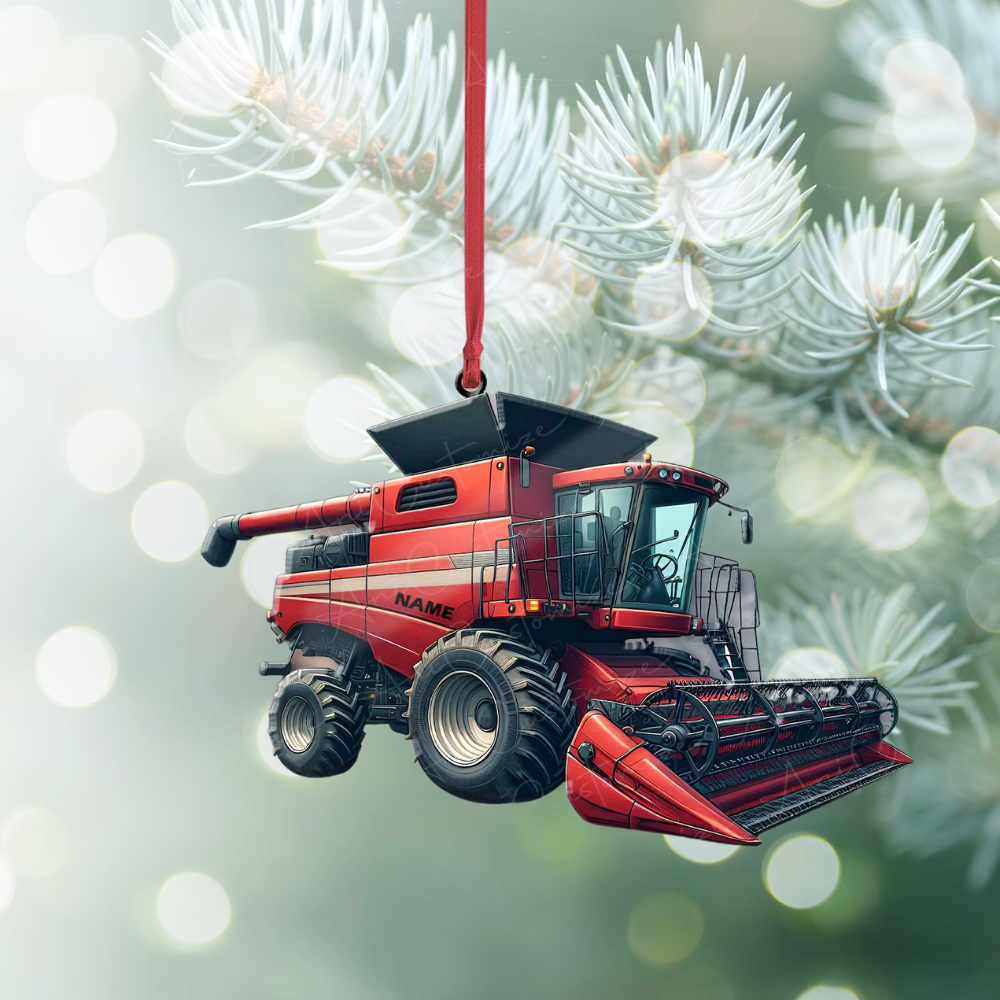 Personalized Combine Harvester Christmas Ornament, Custom Tractor Ornament With Name ON1020