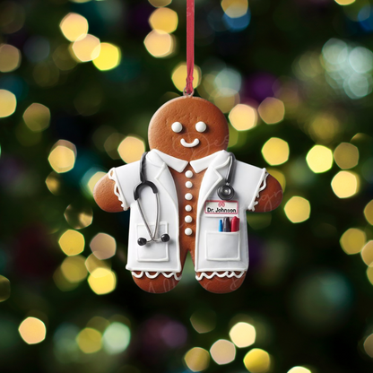 Personalized Gingerbread Doctor Ornament, Custom Name Doctor Christmas Ornament ON1369