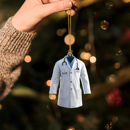 Personalized Doctor White Medical Coat Ornament, Custom Doctor Christmas Ornament ON0476