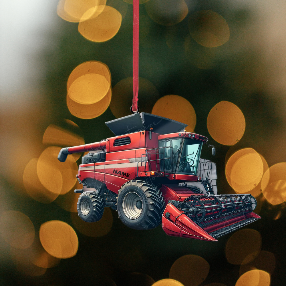 Personalized Combine Harvester Christmas Ornament, Custom Tractor Ornament With Name ON1020