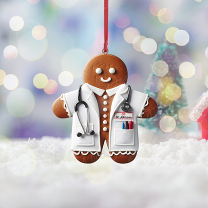 Personalized Gingerbread Doctor Ornament, Custom Name Doctor Christmas Ornament ON1369