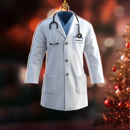 Personalized Doctor White Medical Coat Ornament, Custom Doctor Christmas Ornament ON0476