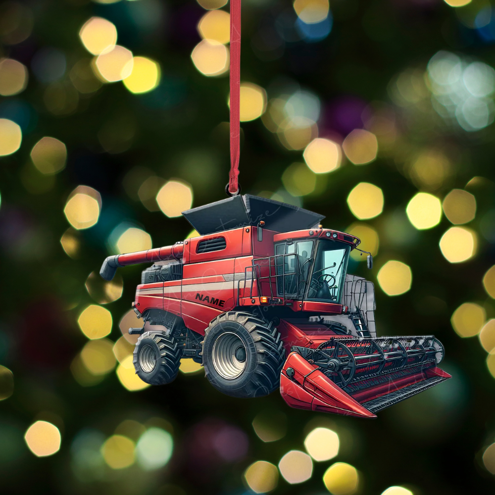 Personalized Combine Harvester Christmas Ornament, Custom Tractor Ornament With Name ON1020