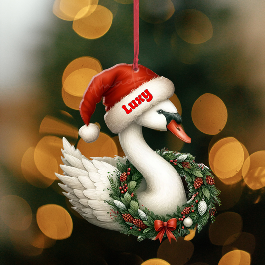 Personalized Swan Christmas Ornament, Custom Name Swan Lovers Ornament ON1184