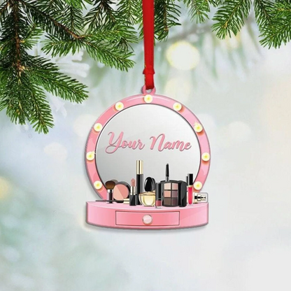 Personalized Set Makeup Christmas Ornament 2024, Custom Name Makeup Artist Christmas Ornament For Girls Friends ON0433