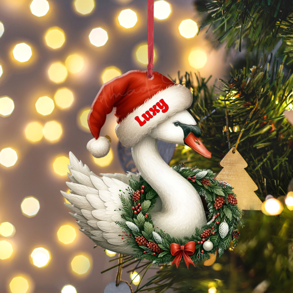 Personalized Swan Christmas Ornament, Custom Name Swan Lovers Ornament ON1184