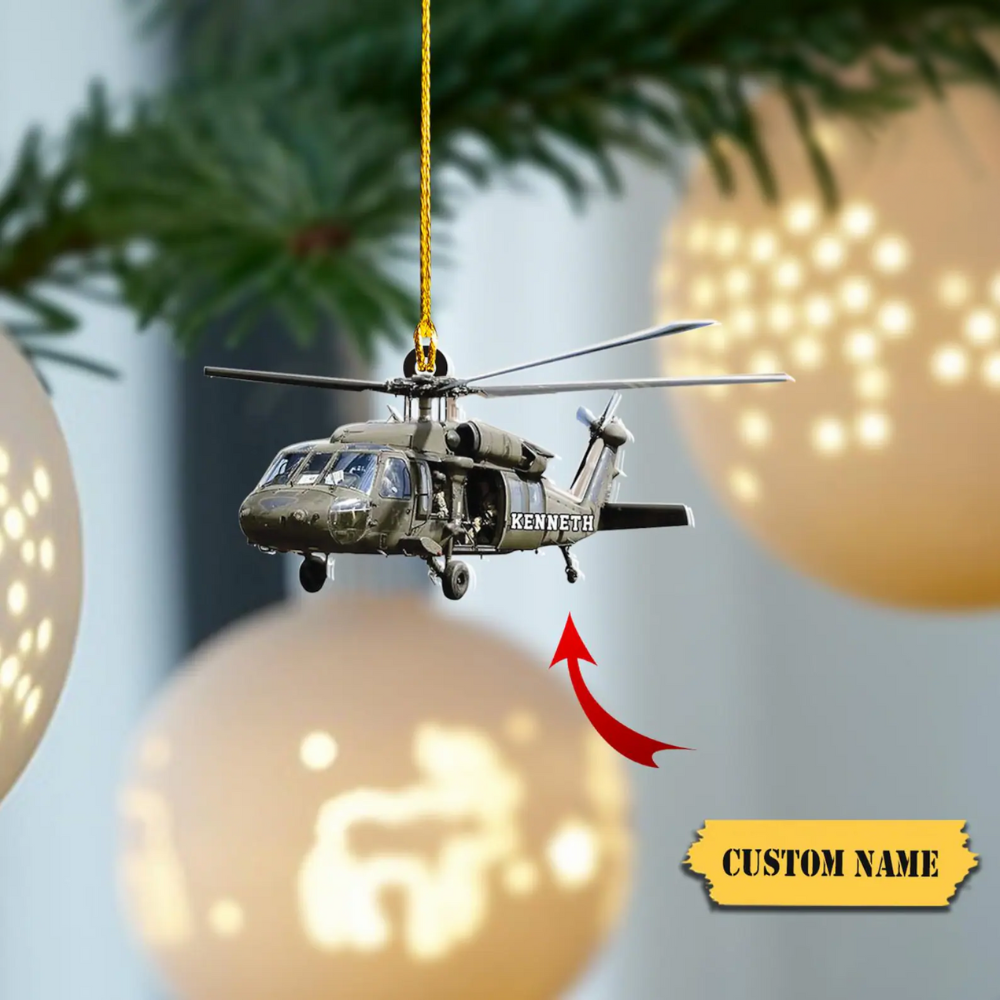 Personalized Veteran Helicopter Christmas Ornament, Custom Name Airplane Lover Ornament ON1303