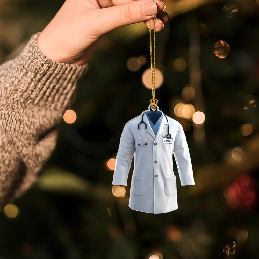 Personalized Doctor White Medical Coat Ornament, Custom Doctor Christmas Ornament ON0476