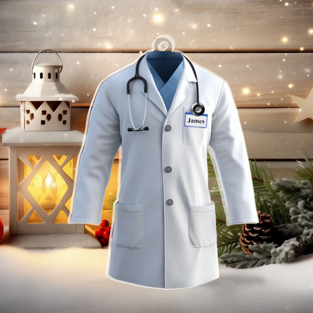 Personalized Doctor White Medical Coat Ornament, Custom Doctor Christmas Ornament ON0476