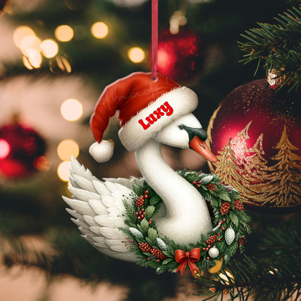 Personalized Swan Christmas Ornament, Custom Name Swan Lovers Ornament ON1184