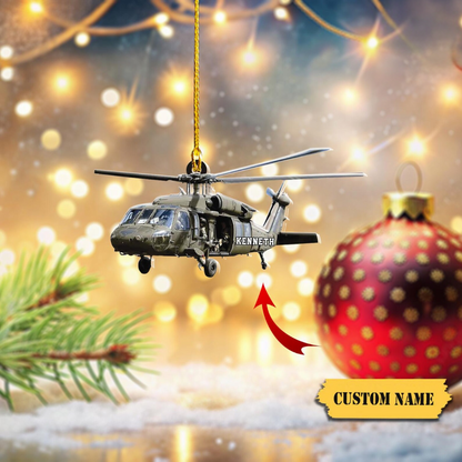 Personalized Veteran Helicopter Christmas Ornament, Custom Name Airplane Lover Ornament ON1303