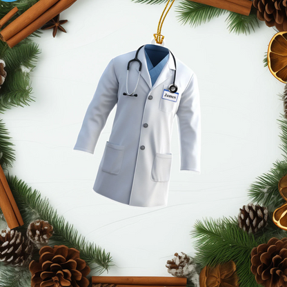 Personalized Doctor White Medical Coat Ornament, Custom Doctor Christmas Ornament ON0476