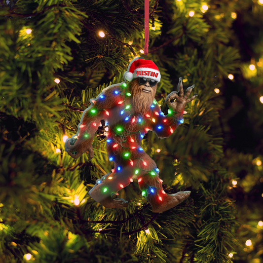 Personalized Funny Sasquatch Light Christmas Ornament, Custom Name Bigfoot Xmas Ornament ON1021