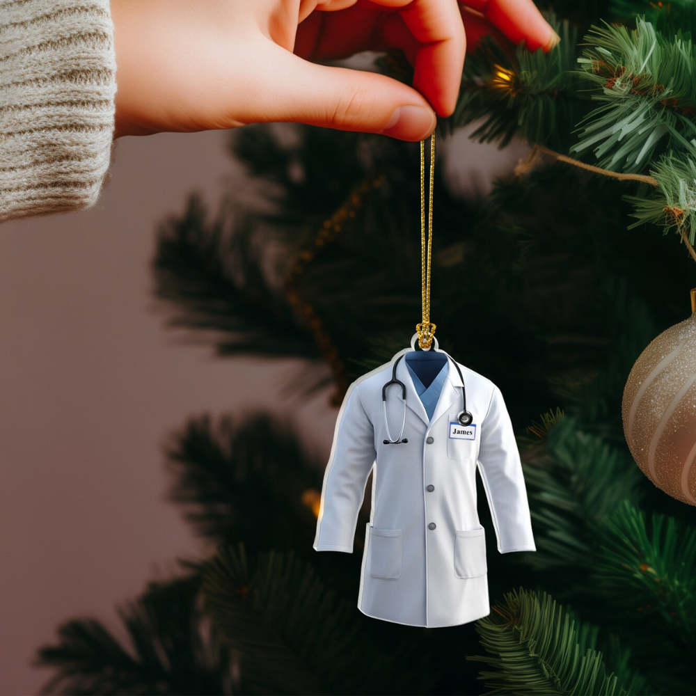 Personalized Doctor White Medical Coat Ornament, Custom Doctor Christmas Ornament ON0476