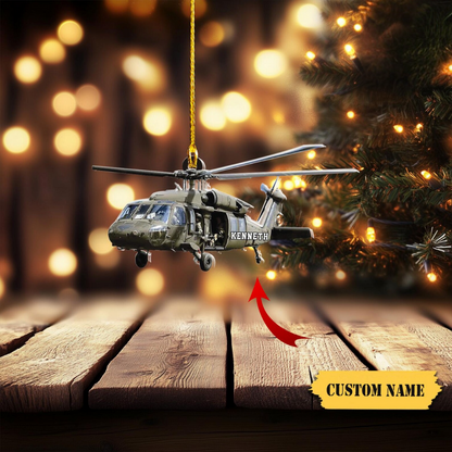 Personalized Veteran Helicopter Christmas Ornament, Custom Name Airplane Lover Ornament ON1303