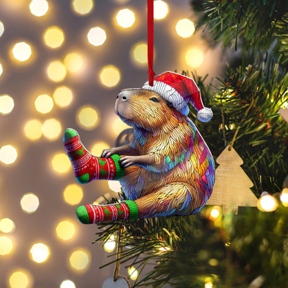 Funny Capybara Christmas Ornament, Capybara Animal Xmas Ornament ON1023