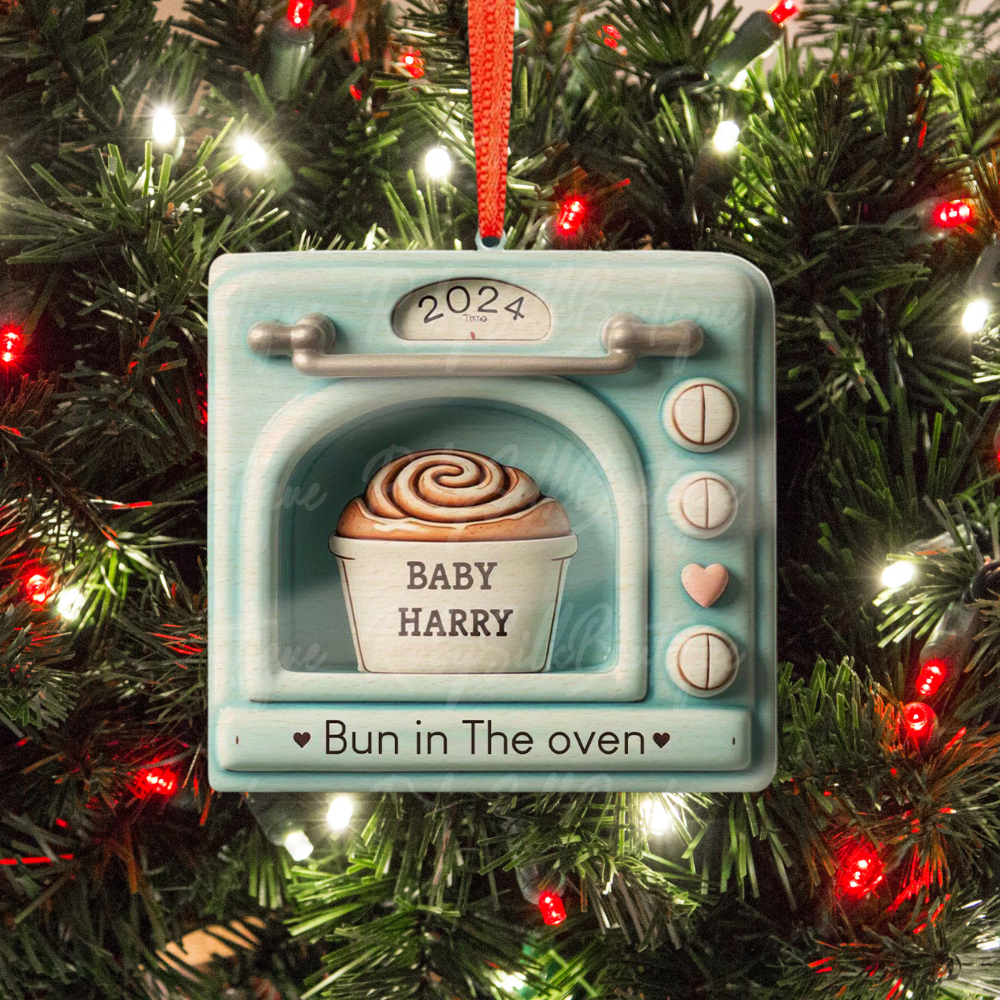 Personalized Expecting Baby Bun In Oven Christmas Ornament, Custom Pregnancy Ornament ON1534