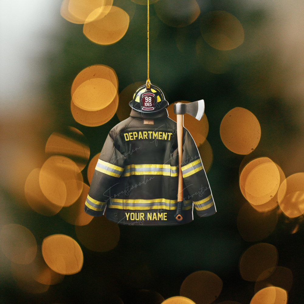 Personalized Firefighter Armor Christmas Ornament, Custom Name Firefighter Ornament ON1474