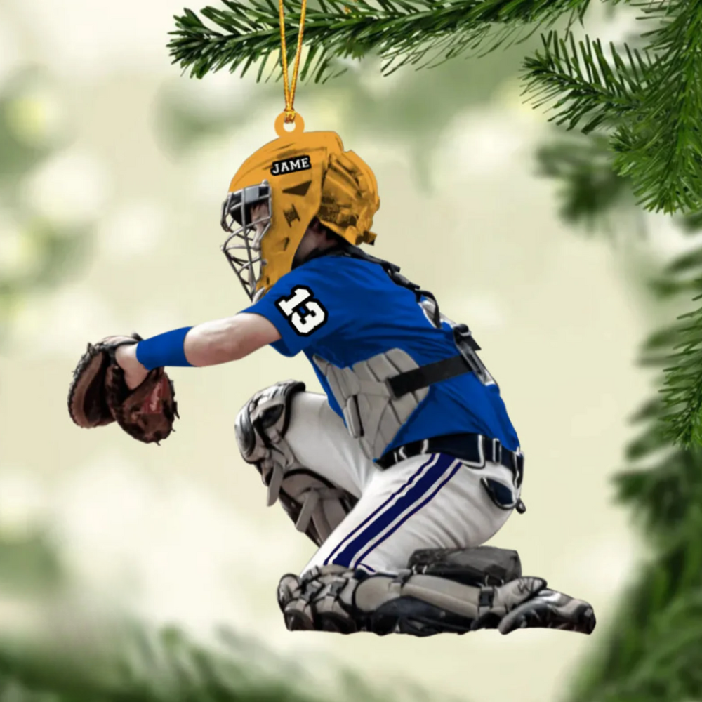 Custom Baseball Player Christmas Ornaments 2024, Custom Name Baseball Lover Baseball Player Xmas Ornament ON0730