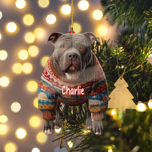 Personalized Pitbull Dog Hanging Christmas Ornament, Custom Pitbull Lover Ornament With Name ON0884