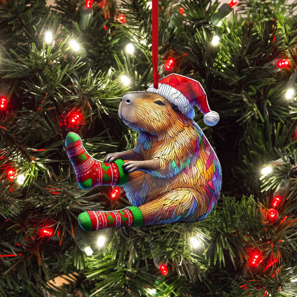 Funny Capybara Christmas Ornament, Capybara Animal Xmas Ornament ON1023