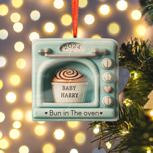 Personalized Expecting Baby Bun In Oven Christmas Ornament, Custom Pregnancy Ornament ON1534