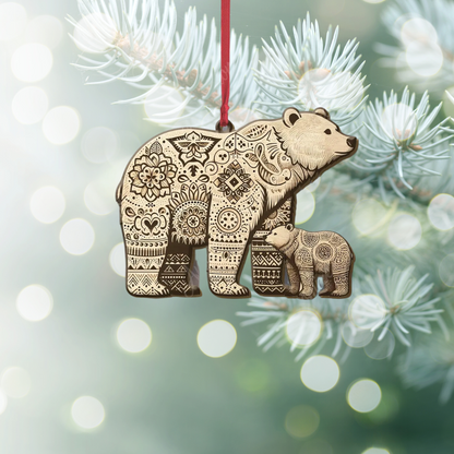 Scandinavian Folk Art Bear Christmas Ornament, Bear Xmas Ornament ON1025