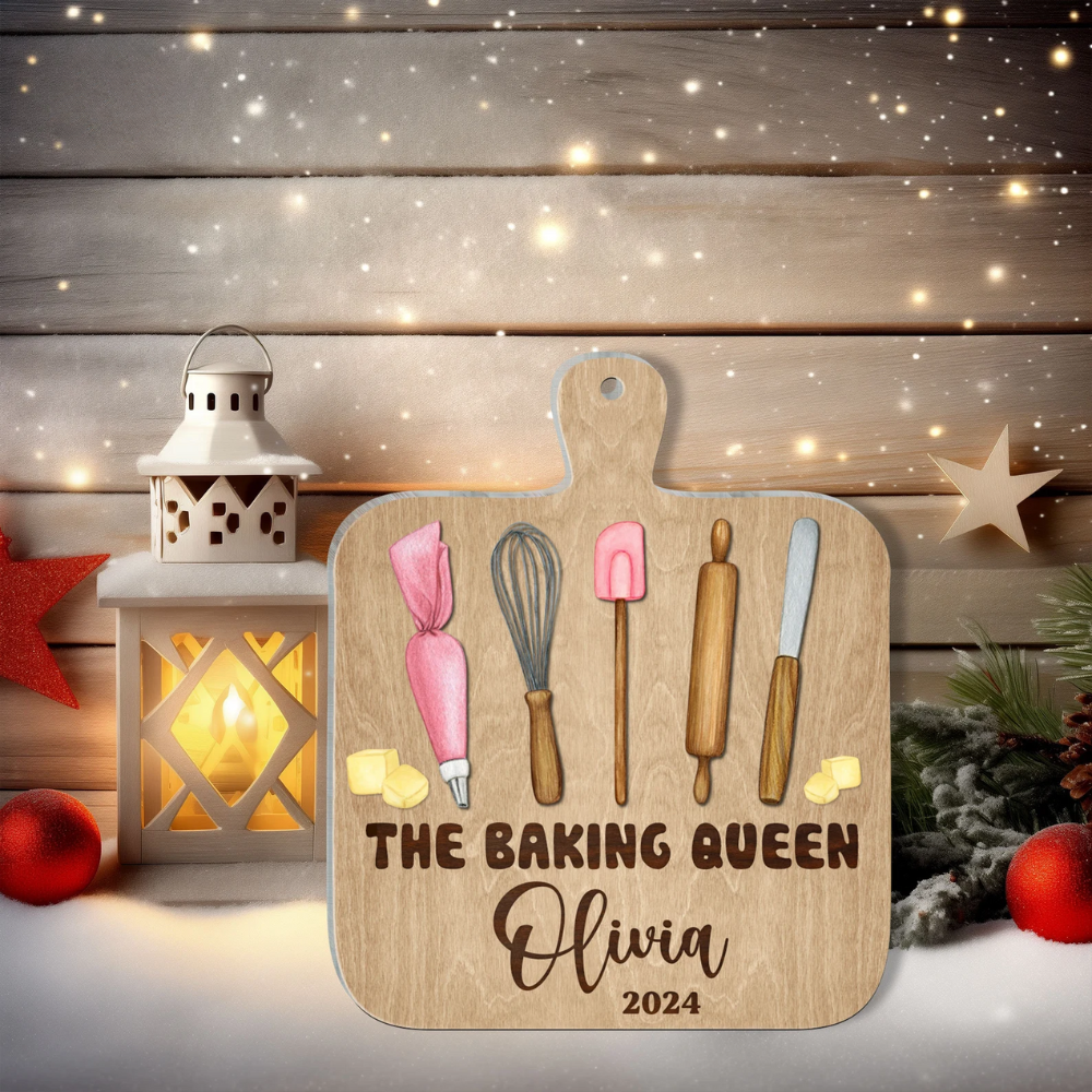 Personalized The Baking Queen Ornament, Custom Name Baker Baking Christmas Ornament ON1099