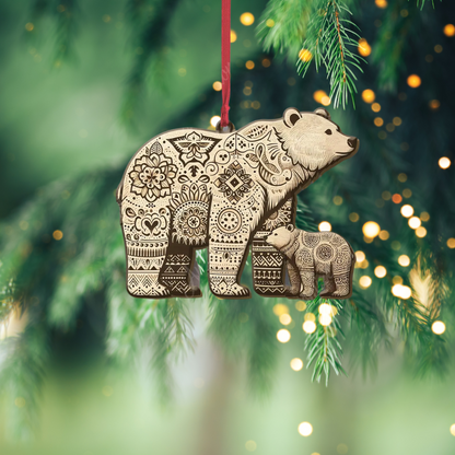 Scandinavian Folk Art Bear Christmas Ornament, Bear Xmas Ornament ON1025