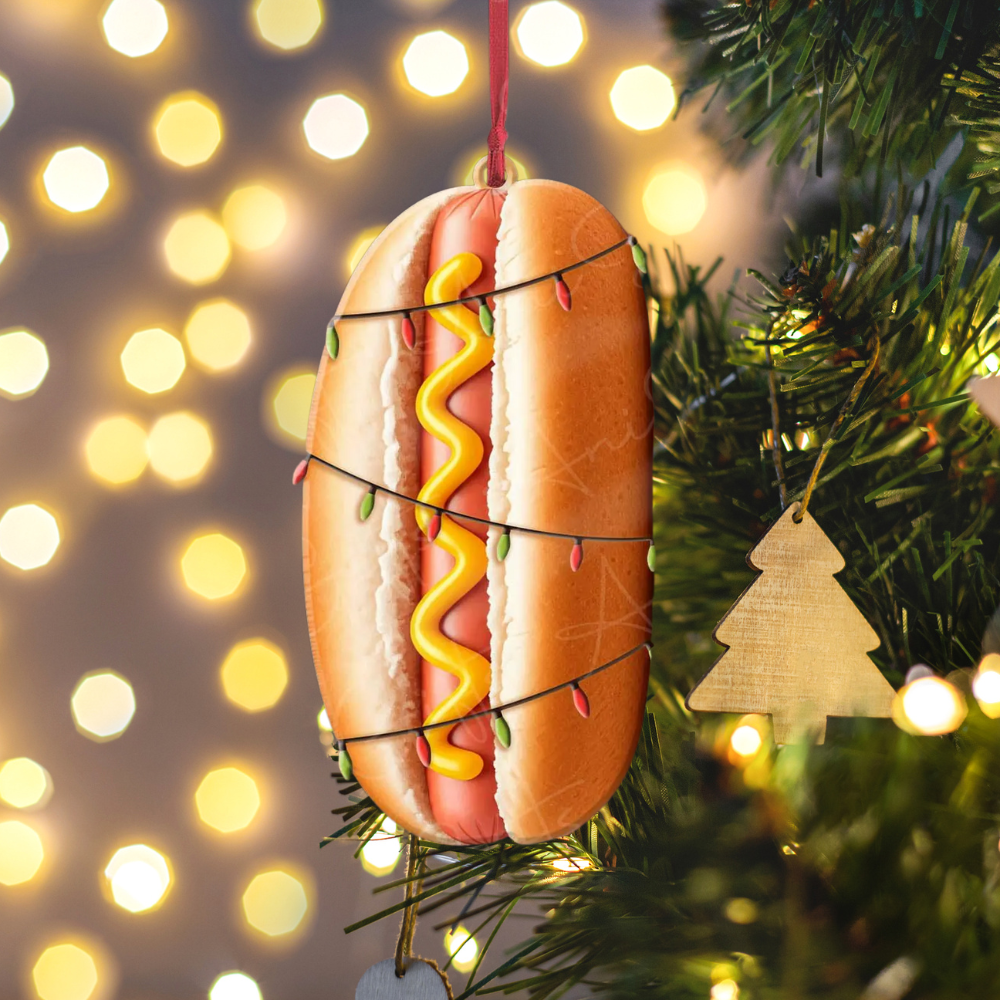 Hot Dog Light Christmas Ornament, Hot Dog Lover Ornament ON1137