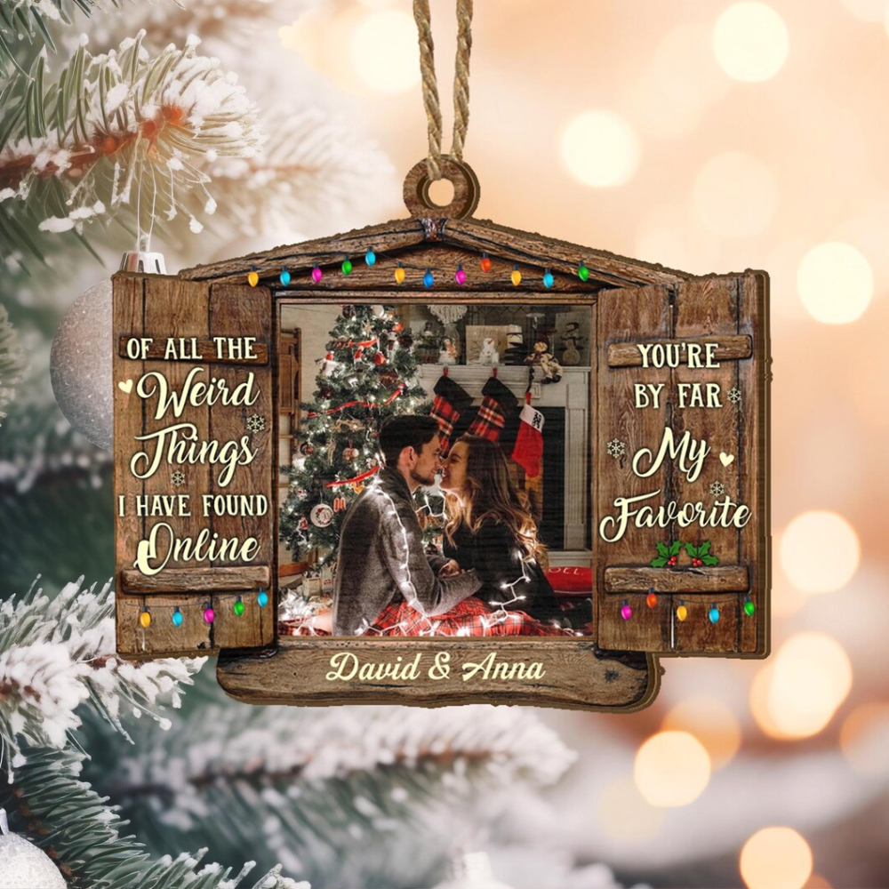 Custom Photo Of All The Weird Things I Have Found Online Couple Christmas Ornament, Personalized Couple Ornament ON1504