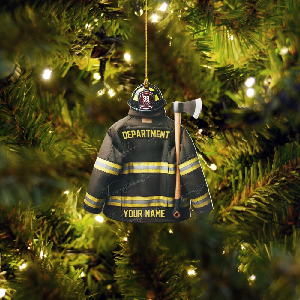 Personalized Firefighter Armor Christmas Ornament, Custom Name Firefighter Ornament ON1474