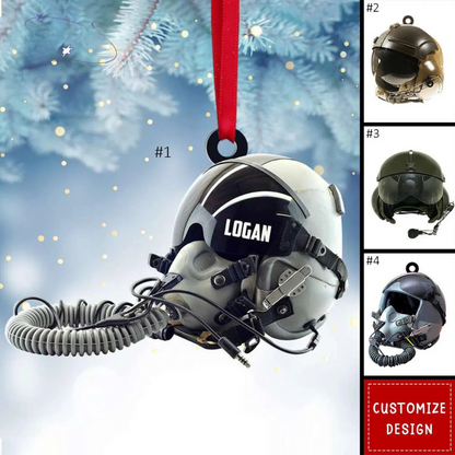 Personalized Military Flight Helmet Ornament, Custom Military Helmet Ornament With Name ON1314