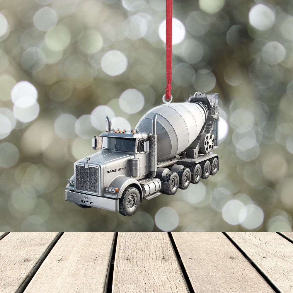 Personalized Concrete Mixing Transport Truck Ornament, Custom Name Concrete Mixer Truck Ornament ON1030